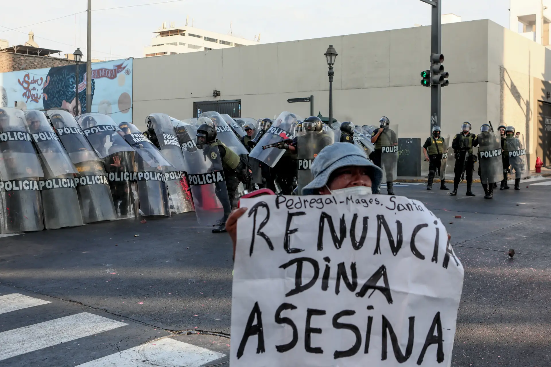 Manifestação em Lima contra a Presidente do Peru, Dina Boluarte 