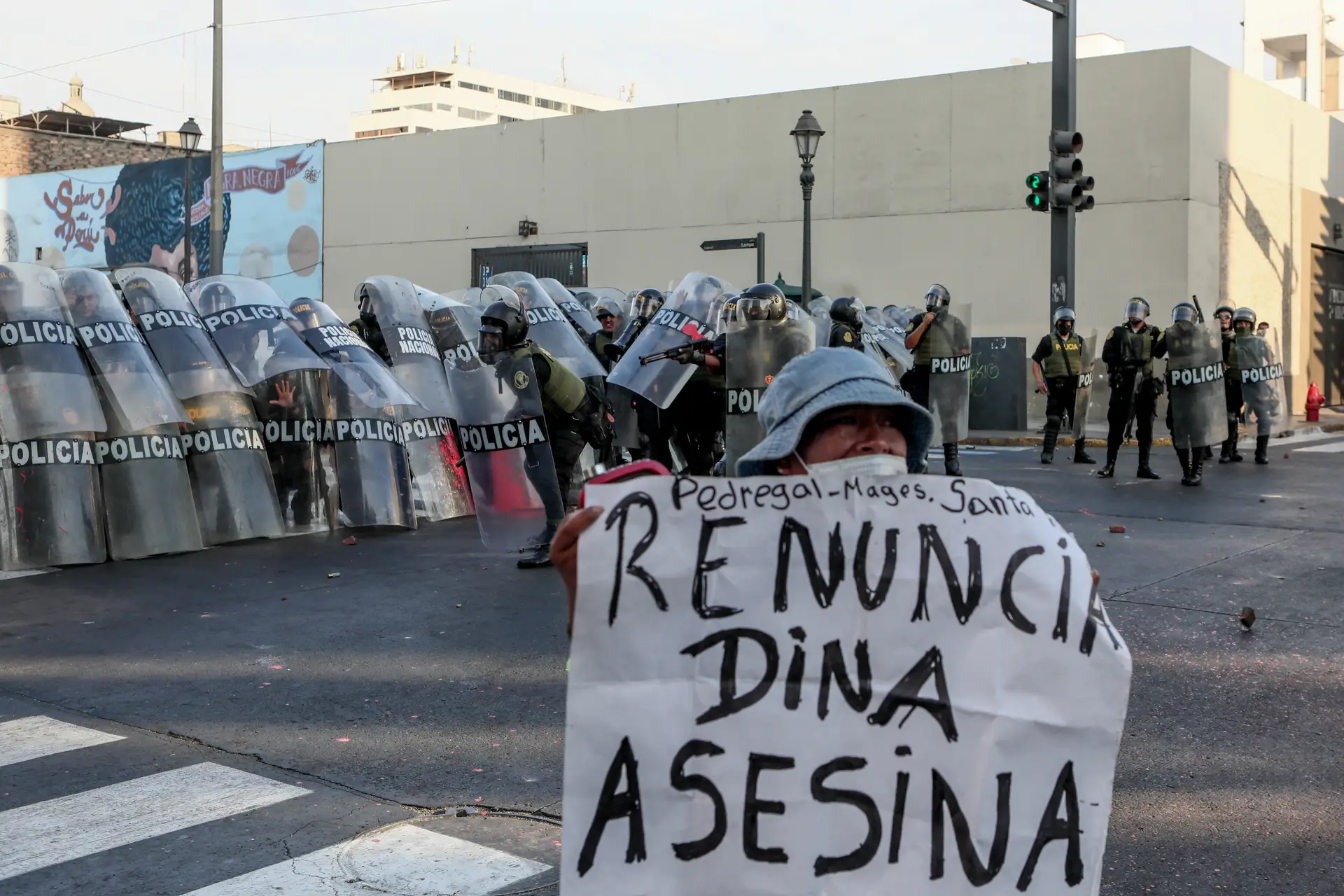 Manifestação em Lima contra a Presidente do Peru, Dina Boluarte 