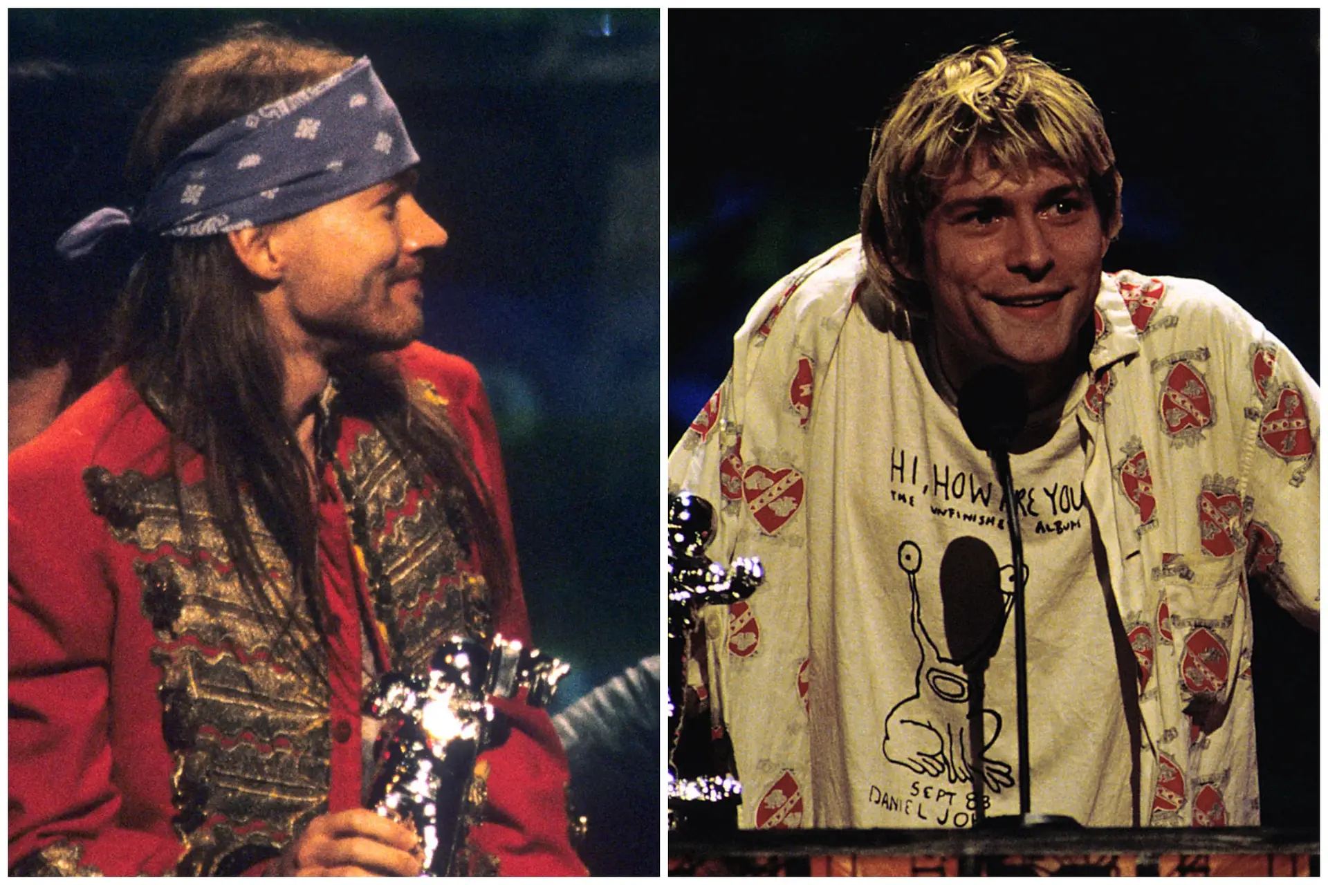 Axl Rose e Kurt Cobain nos MTV Video Music Awards 1992