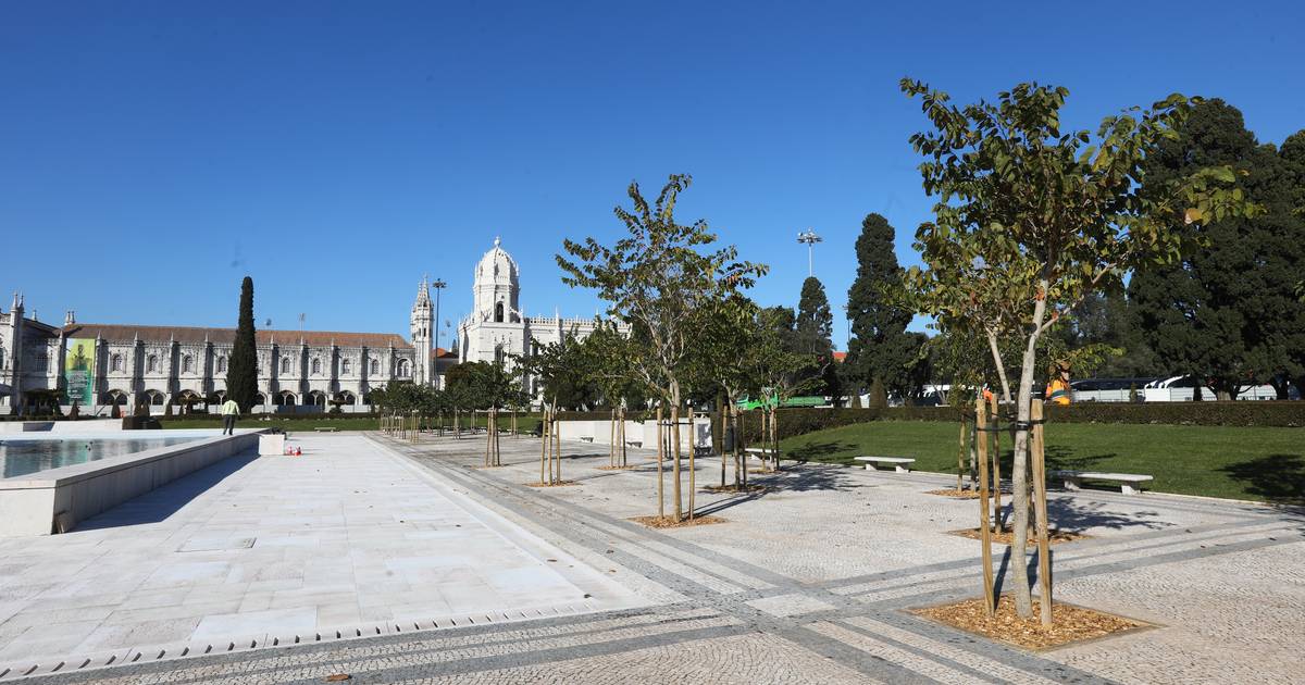 Com mais árvores, cadeiras à volta da fonte e brasões em calçada: aqui está o ‘novo’ Jardim da Praça do Império, em Belém