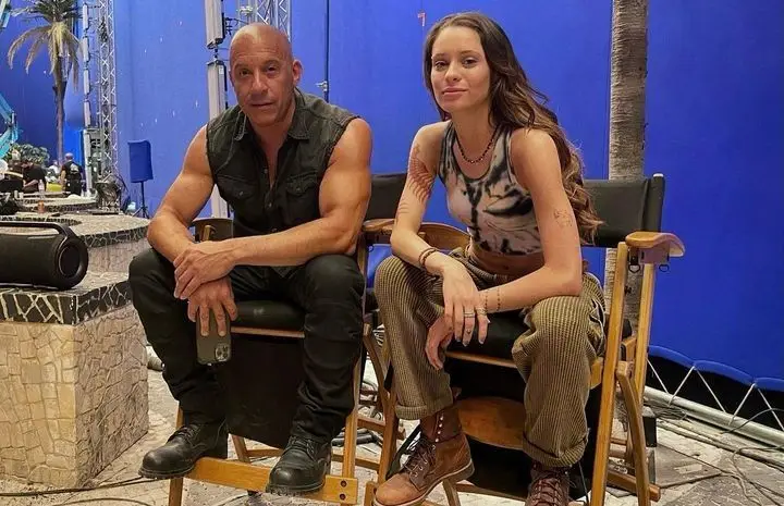 Portuguesa Daniela Melchior ao lado de Vin Diesel e Jason Momoa no