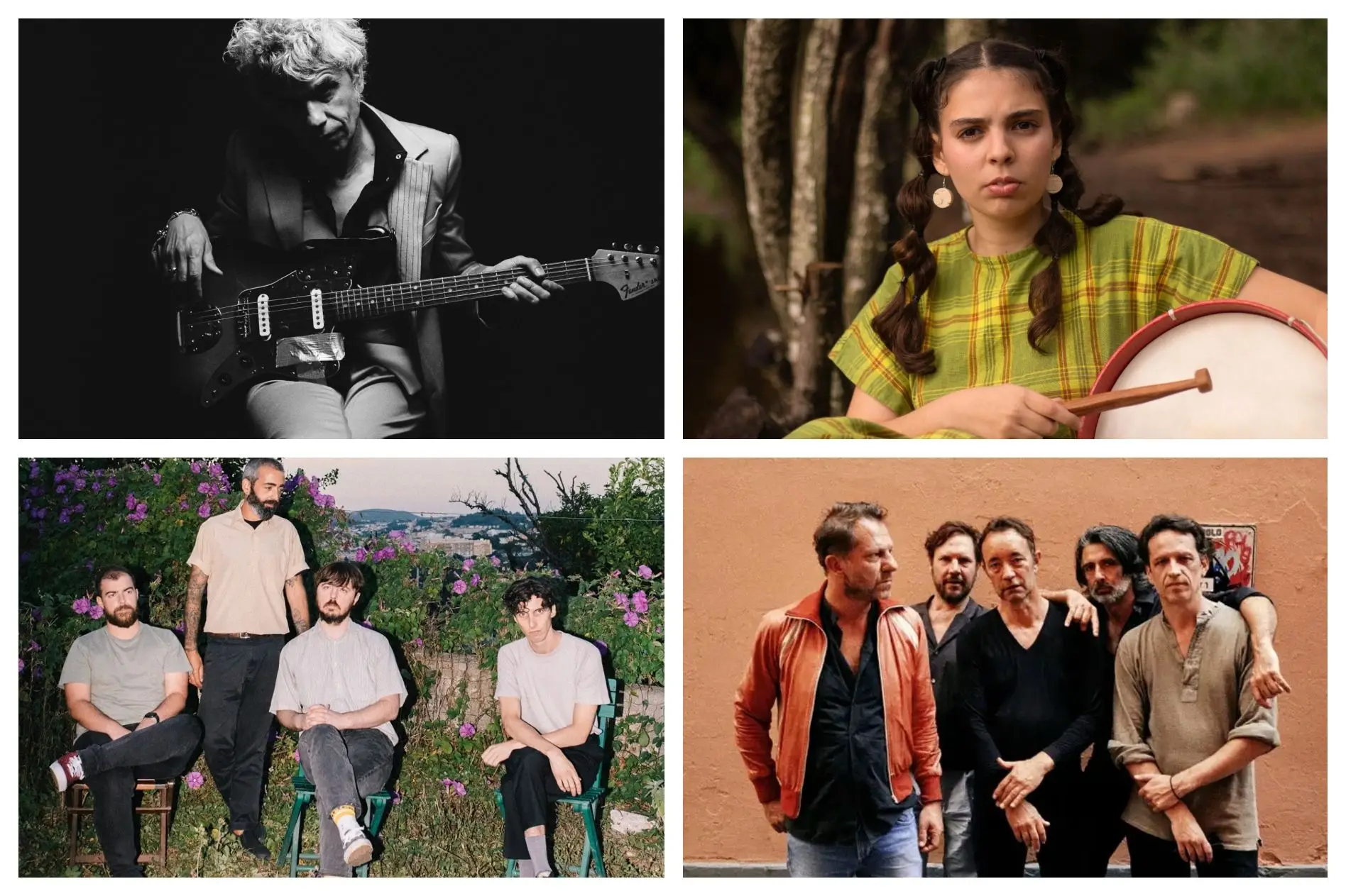 Tó Trips e Ana Lua Caiano (em cima), Glockenwise e dEUS (em baixo)