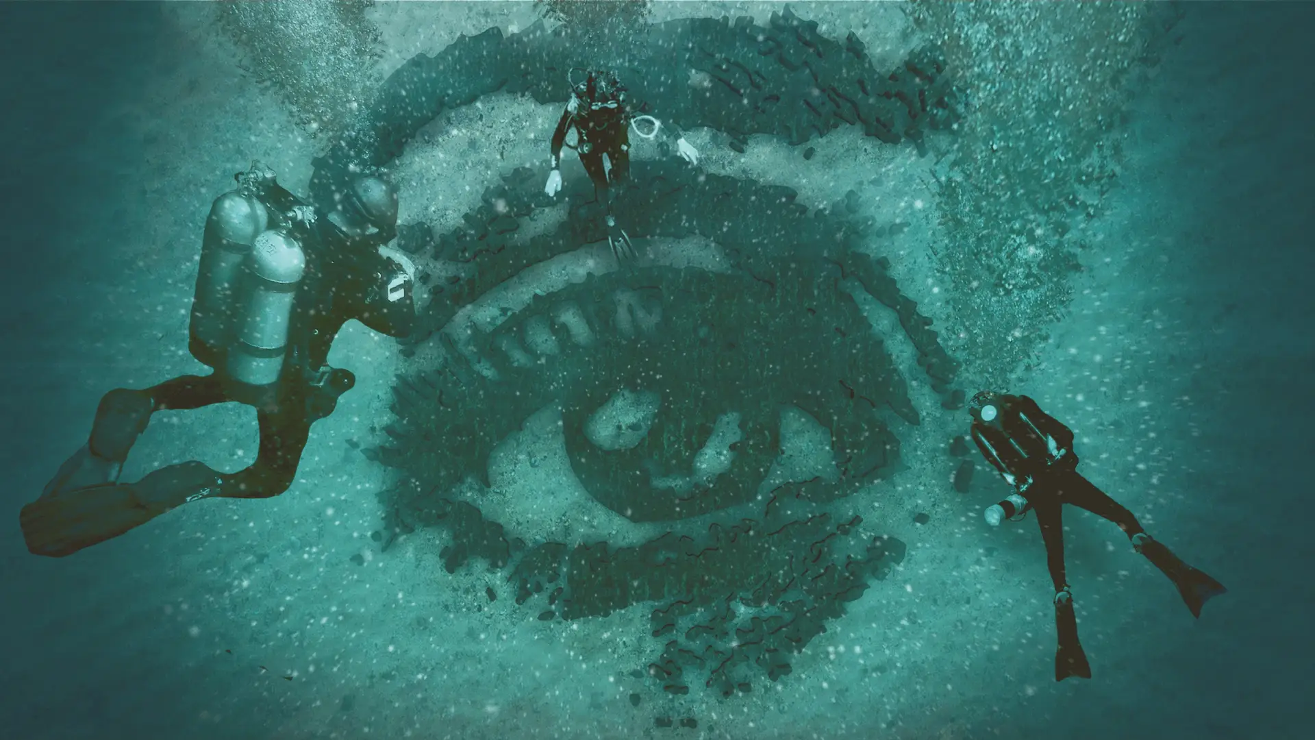 Simulação do olho de betão que a equipa de Vhils vai submergir