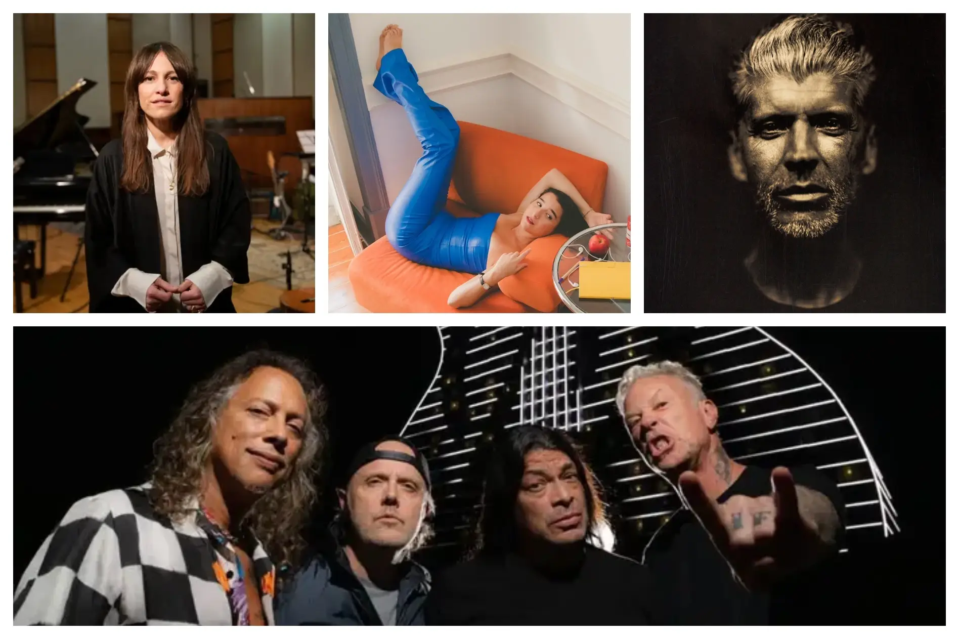 Carminho, Beatriz Pessoa e Balla (em cima), Metallica (em baixo)
