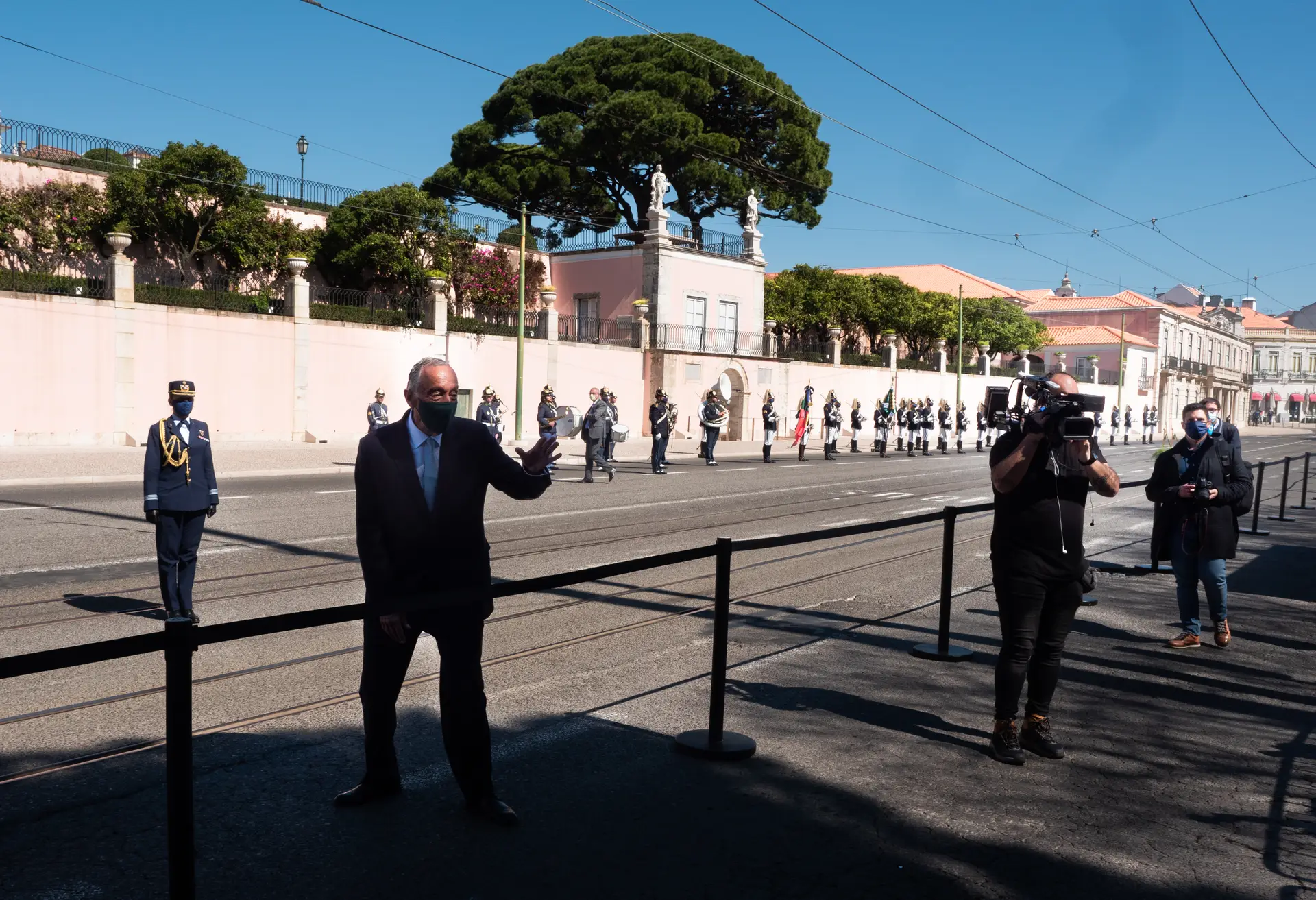 No dia da segunda tomada de posse, há sete anos, junto ao Palácio de Belém