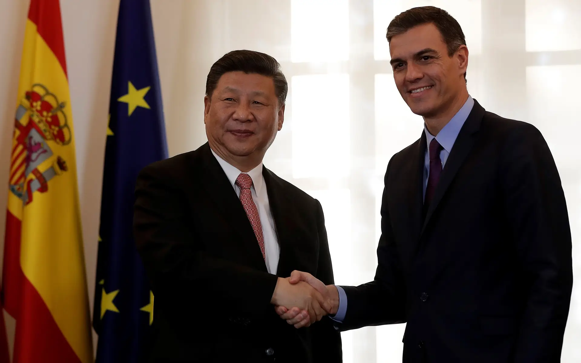 Xi Jinping visitou Espanha em 2018, tendo sido recebido por Pedro Sánchez