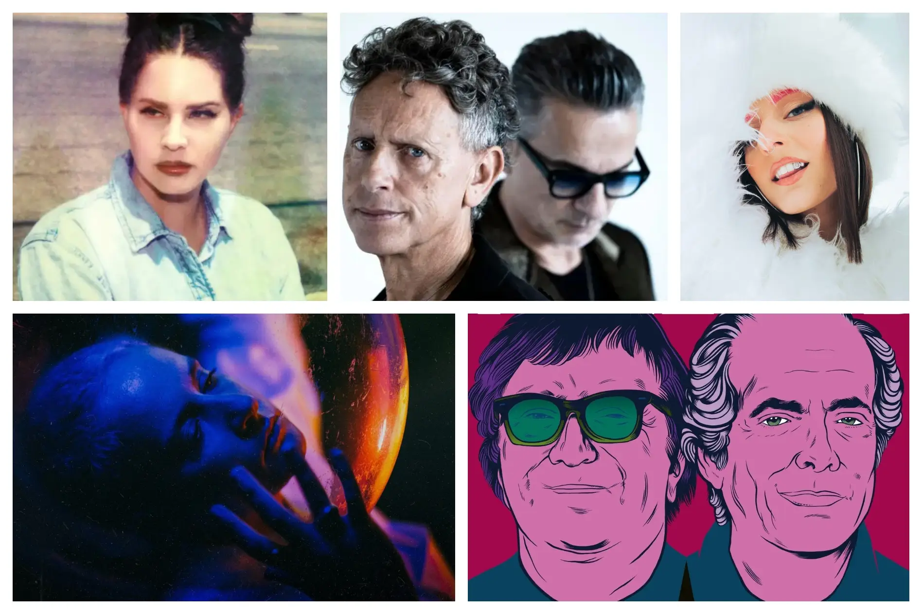 Lana Del Rey, Depeche Mode e Jüra (em cima), Isaura e Tozé Cid (em baixo)
