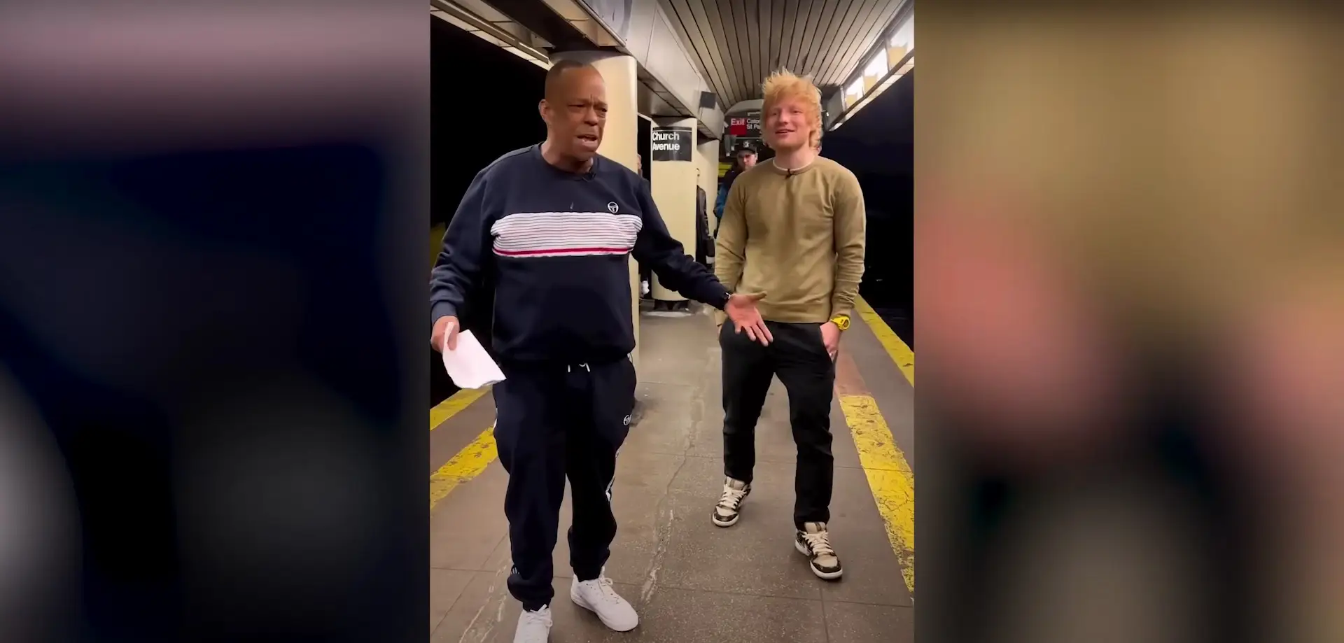 Cantava uma canção de Ed Sheeran no metro de Nova Iorque: só não esperava que o próprio Ed Sheeran aparecesse por trás de si