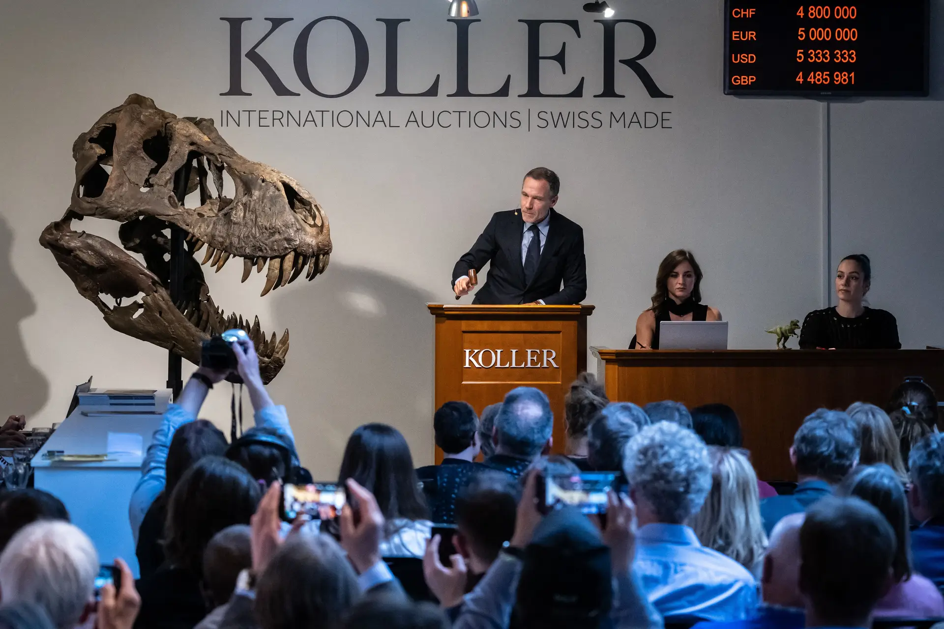 Esqueleto de um T-rex vendido por quase cinco milhões de euros