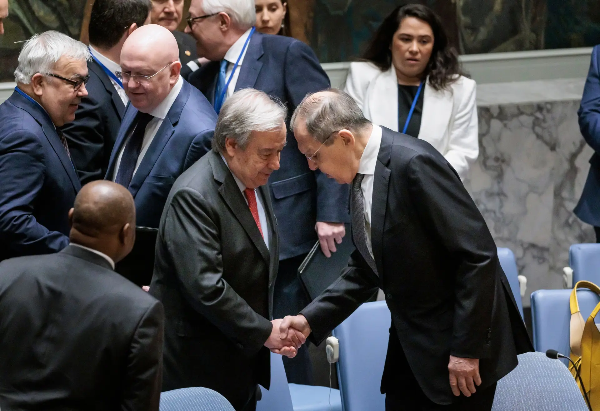 Guterres e Lavrvov em abril de 2023