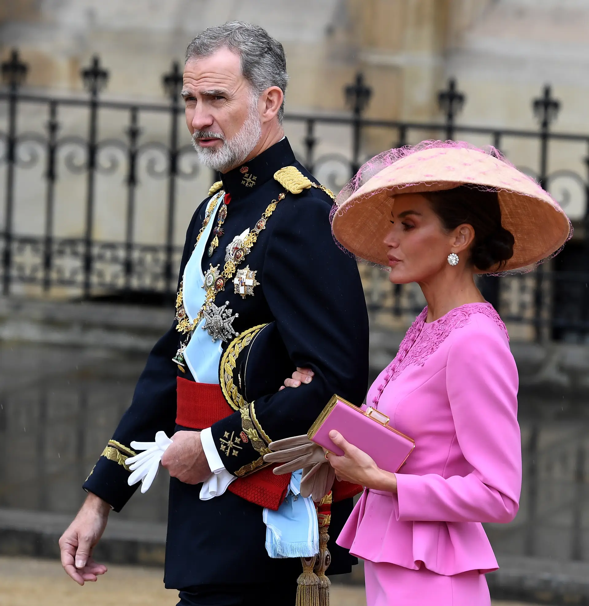 O rei Felipe VI, de Espanha, e a rainha Letizia, na Abadia de Westminster. 