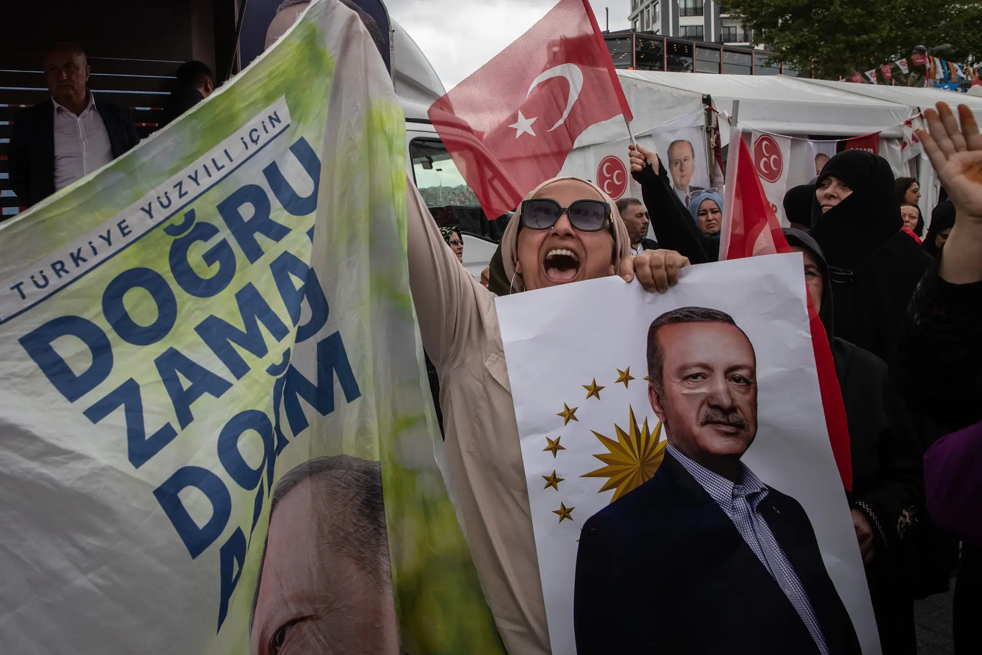Comício de apoio a Recep Tayyip Erdogan em Istambul, em maio de 2023 