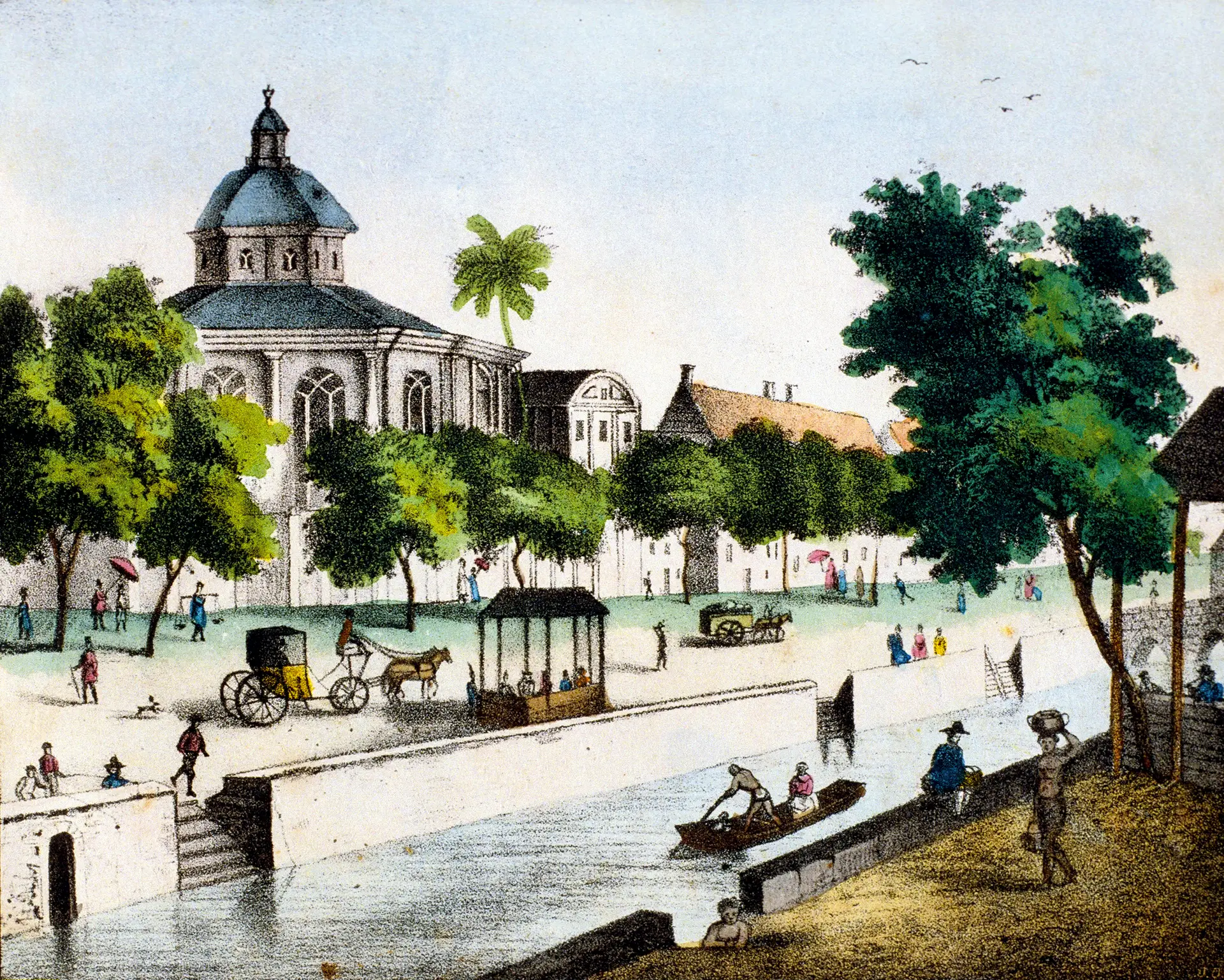 Origem Ilustração de Batavia, na ilha de Java, capital das Índias Orientais Holandesas, no século XIX. A atual capital da Indonésia, Jacarta, cresceu no mesmo local