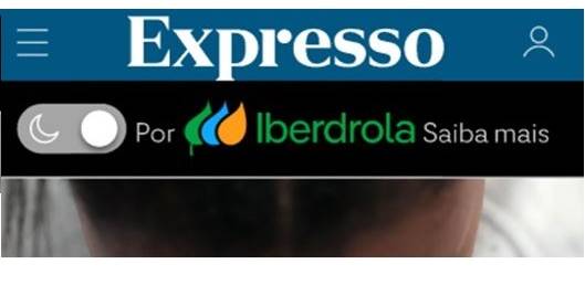 Site do Expresso mais sustentável com o Dark Mode da Iberdrola