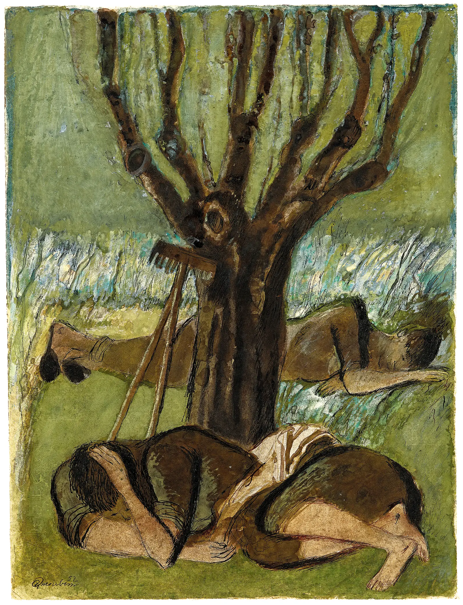 “Descanso” (1951), onde o grito está contido numa ferida na árvore, e o protesto nos ramos que se erguem como dedos