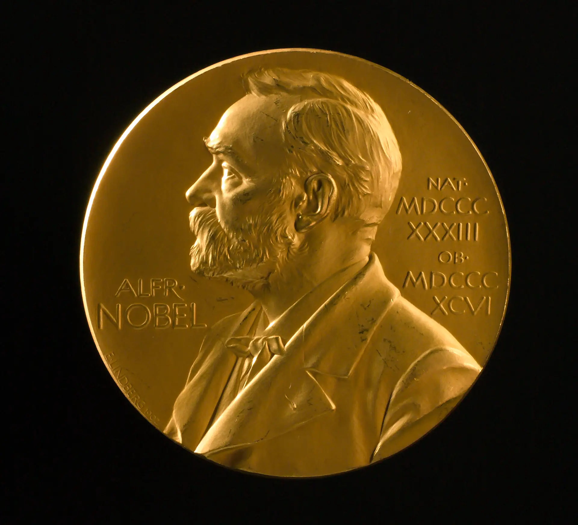 Moeda com a efígie de Alfred Nobel (1833-1896)