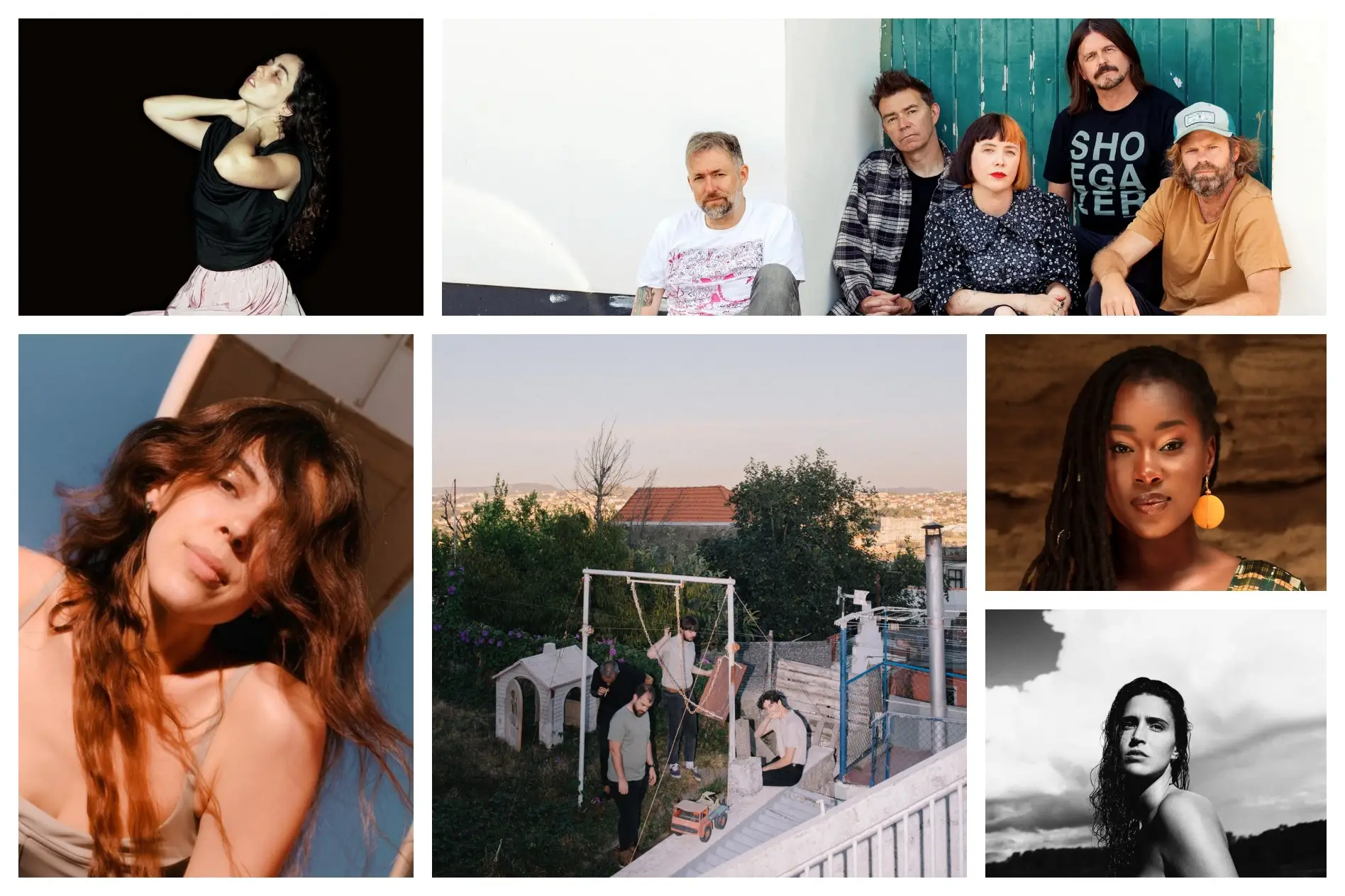 April Marmara e Slowdive (em cima), Julie Byrne, Glockenwise, Elida Almeida e MARO (em baixo)
