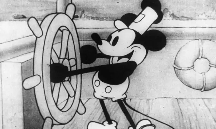 Rato Mickey em "Steamboat Willie"