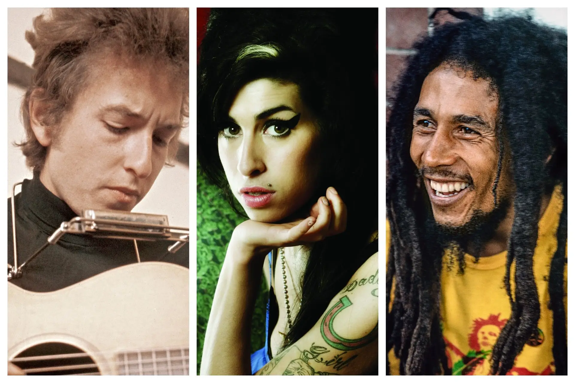 Bob Dylan, Amy Winehouse, Bob Marley