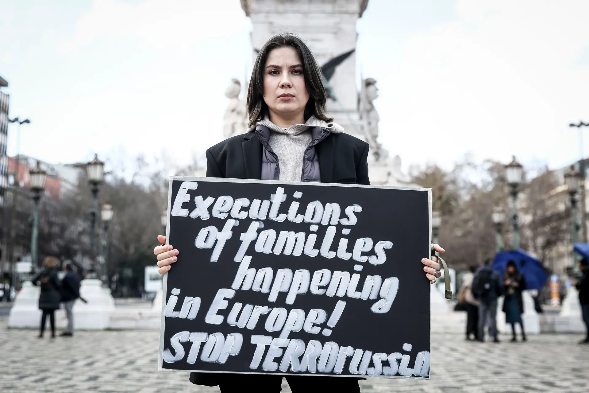Refugiados e residentes ucranianos em Portugal, manifestam-se na Praça dos Restauradores