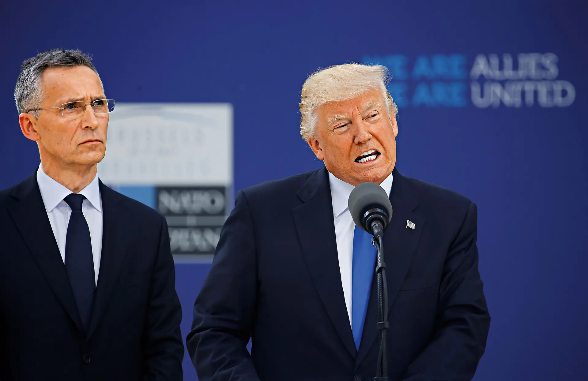 Donald Trump e o secretário-geral da NATO, Jens Stoltenberg