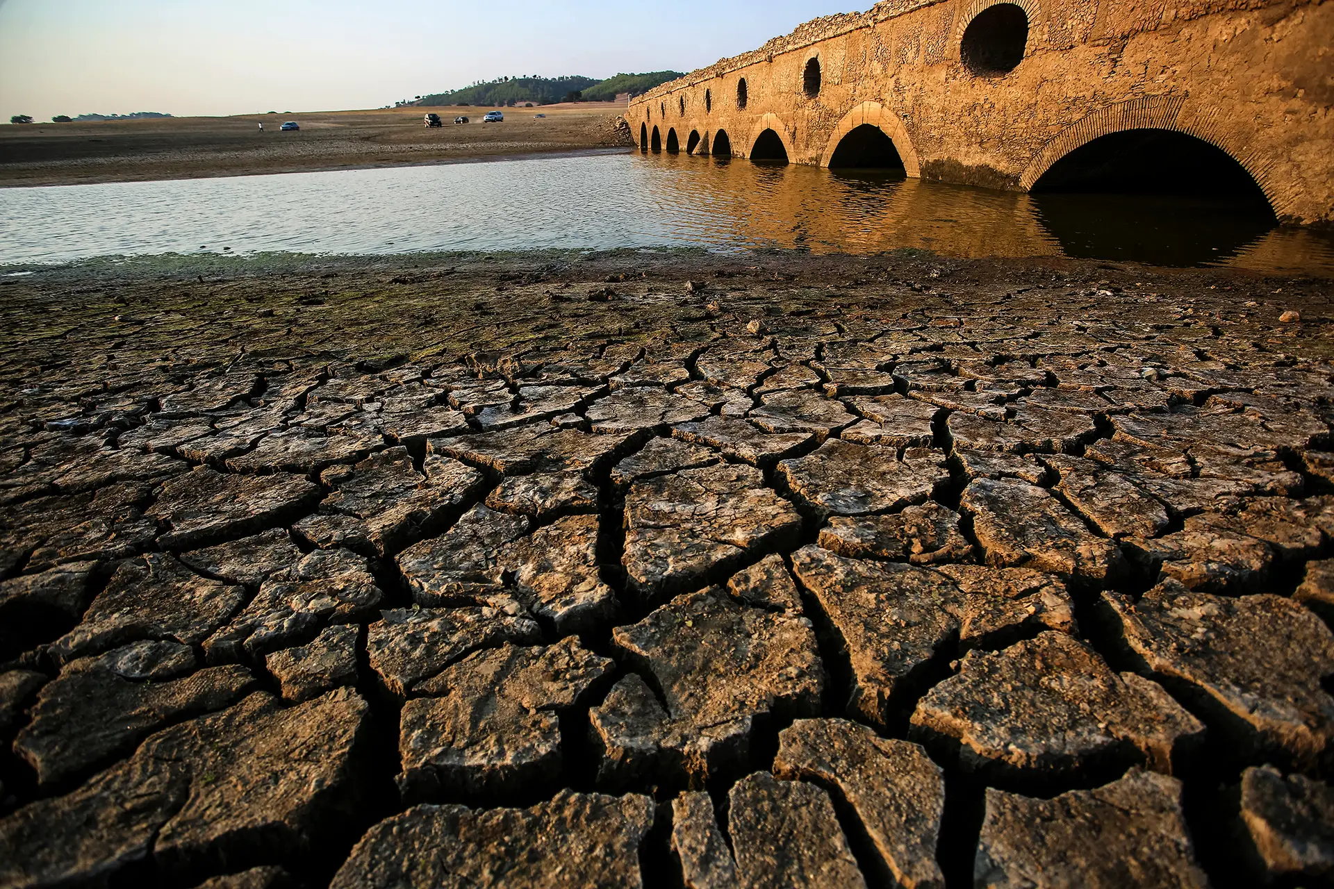 Em períodos de seca extrema, é possível ver a ponte romana de Oriola emergir na barragem do Alvito. O país pode perder até 40% da precipitação até ao final deste século