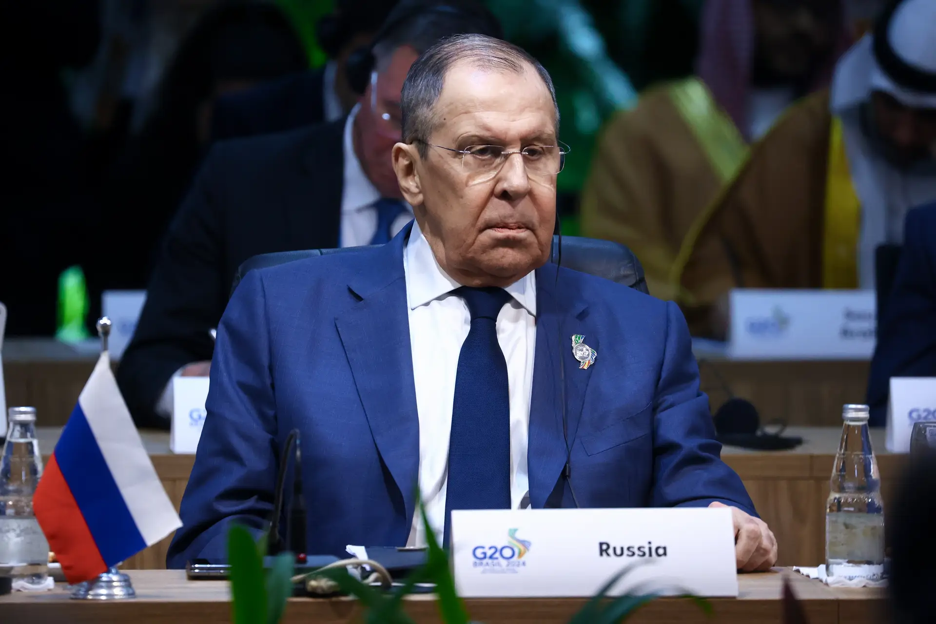O ministro dos Negócios Estrangeiros russo, Sergei Lavrov durante a reunião do G20 no Rio de Janeiro 