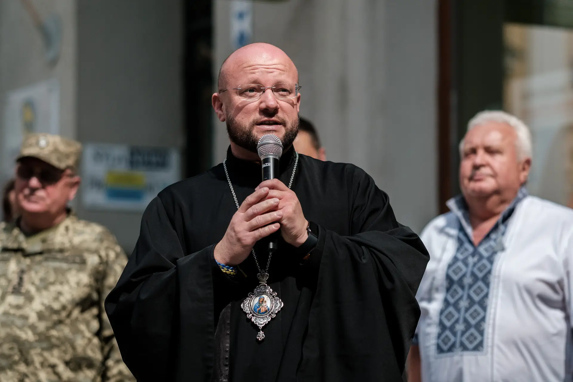 Stepan Sus, bispo da Ucrânia, durante um discurso em agosto de 2023, em Lviv