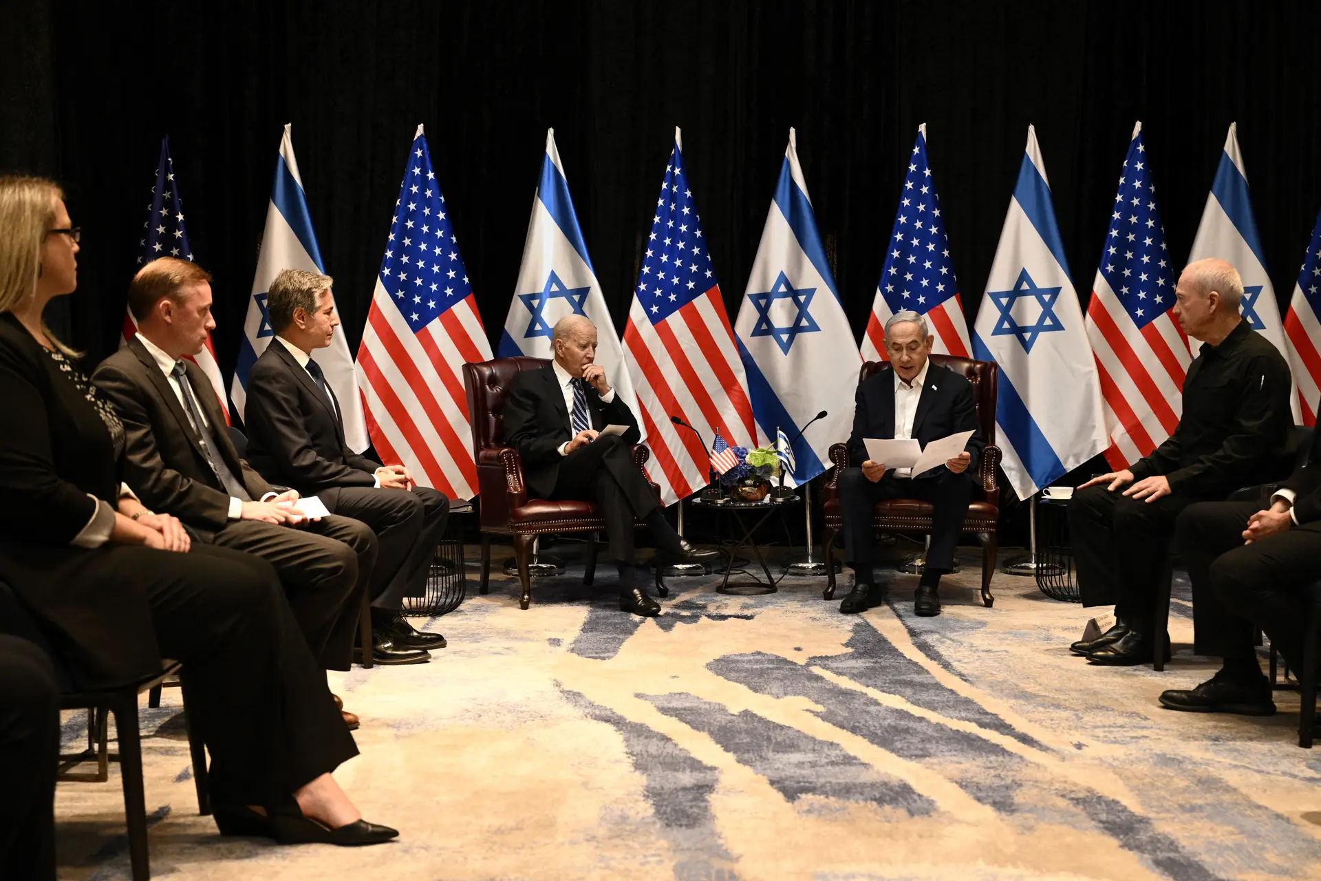 Encontro entre Joe Biden e Benjamin Netanyahu, em outubro de 2023