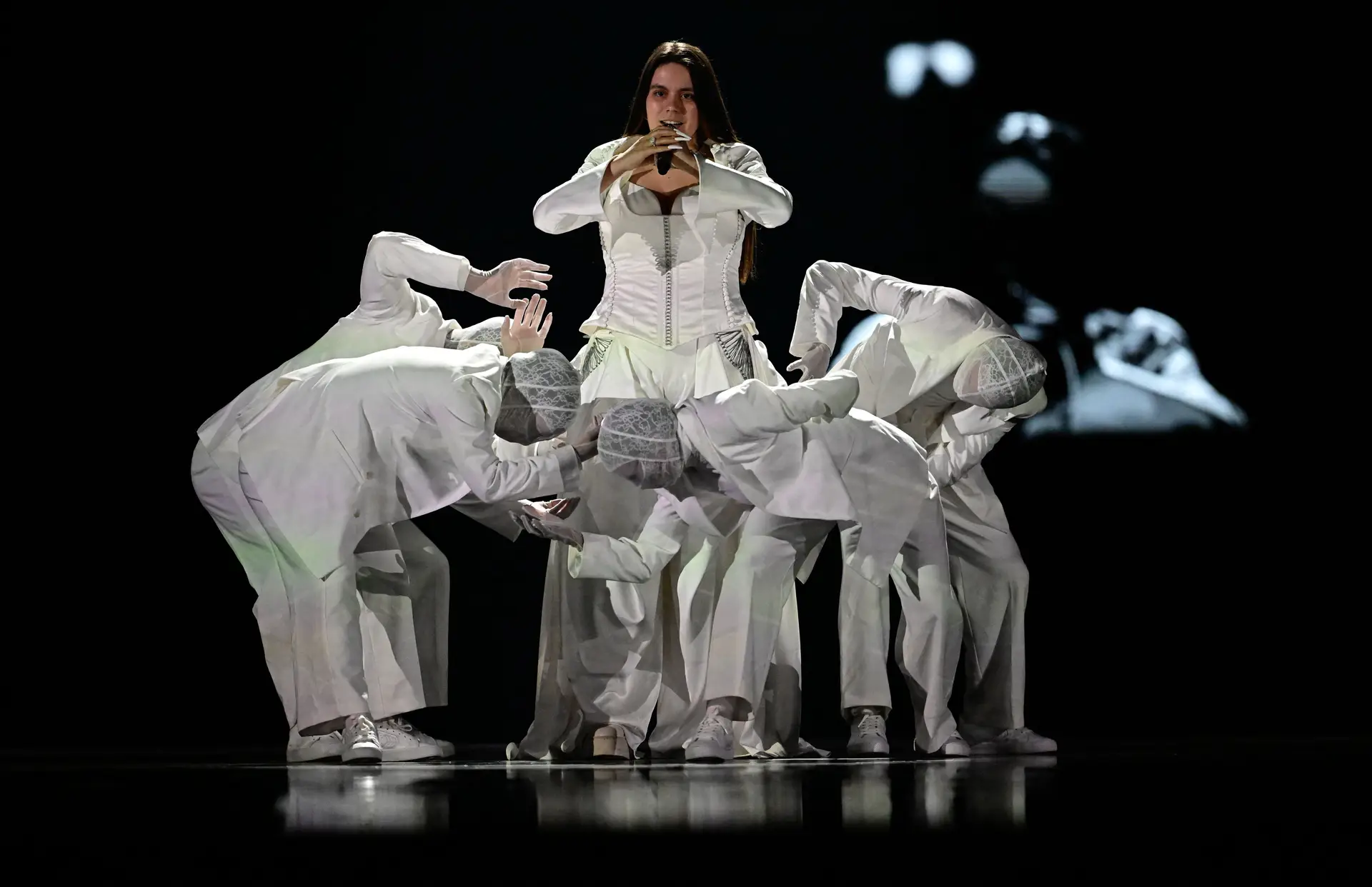 Iolanda num dos ensaios gerais para a final da Eurovisão, este sábado