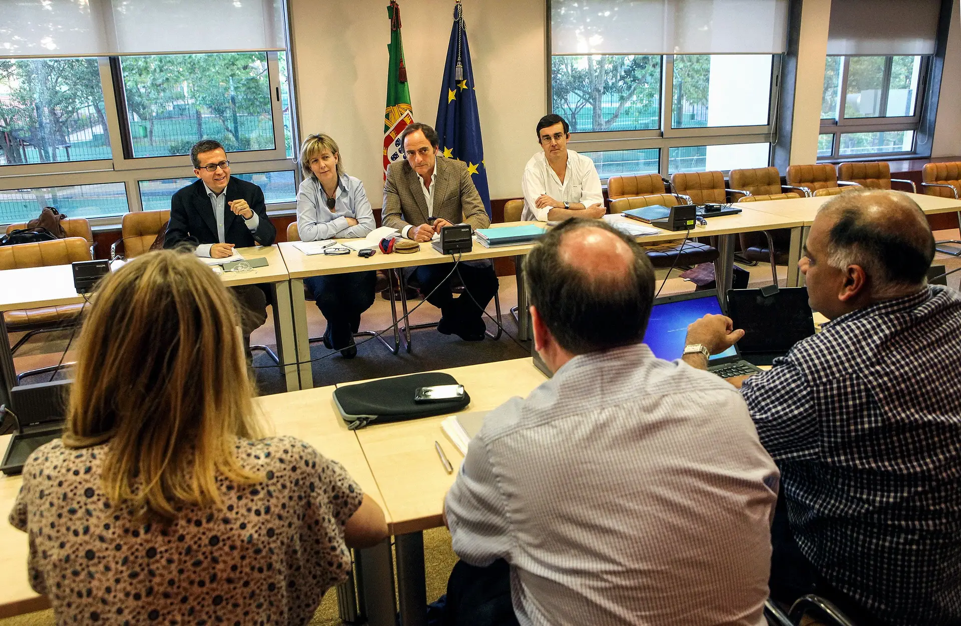 Reunião da troika com o Governo português em 2014, no final do programa