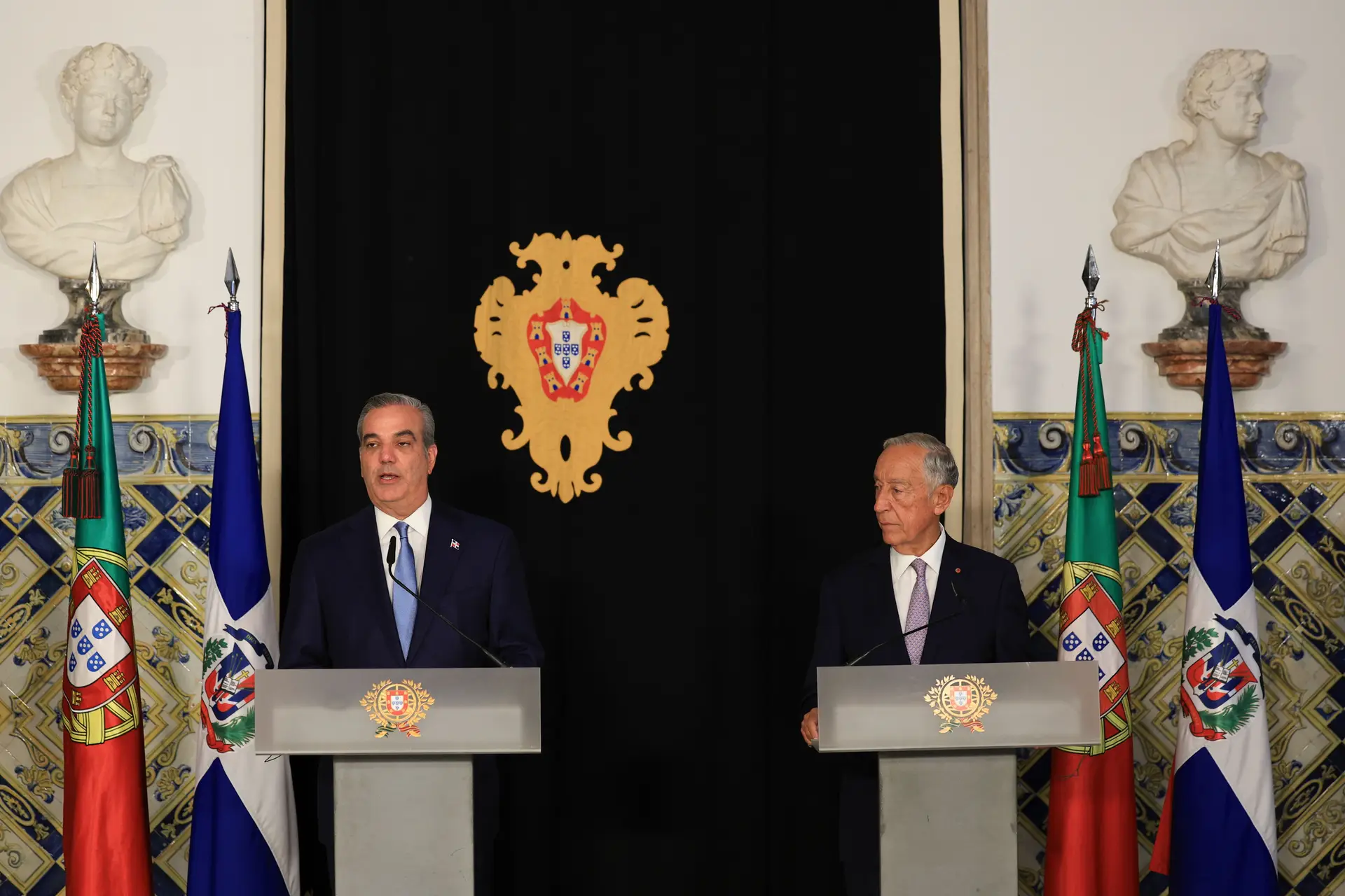 Marcelo Rebelo de Sousa e Luis Abinader, esta terça-feira em Belém