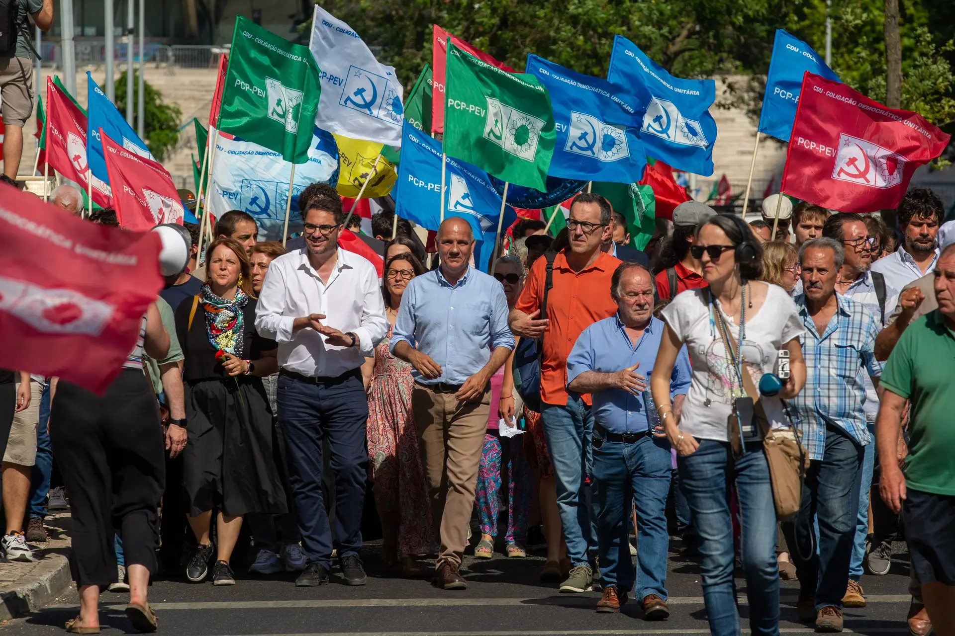 Desfile e comício da CDU com João Oliveira, candidado ao Parlamento Europeu, Paulo Raimundo, secretário-geral do PCP e Mariana Silva do PEV.