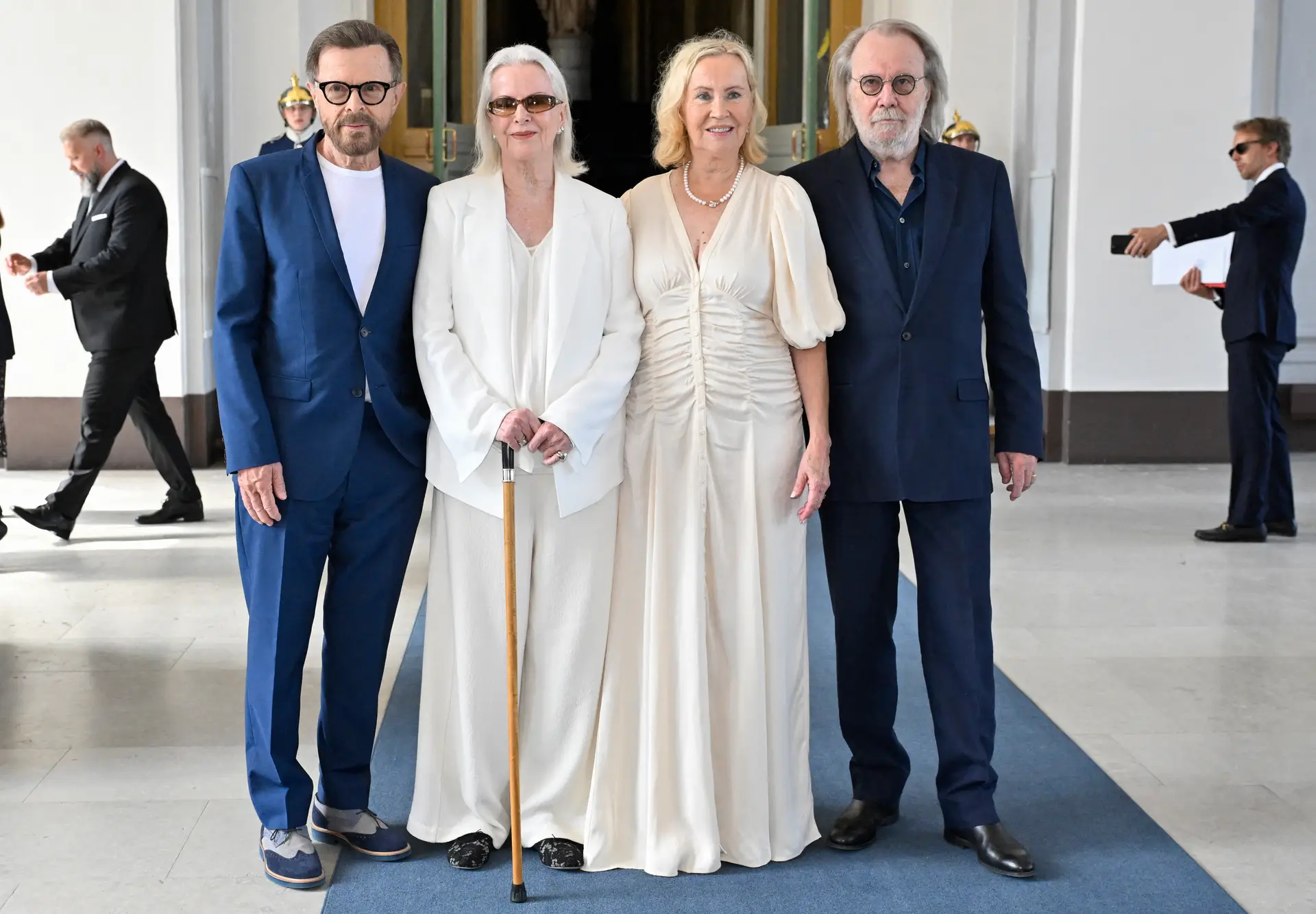 ABBA a 31 de maio de 2024: Bjorn Ulvaeus, Anni-Frid Lyngstad, Agnetha Faltskog e Benny Andersson (esq.-dir.)