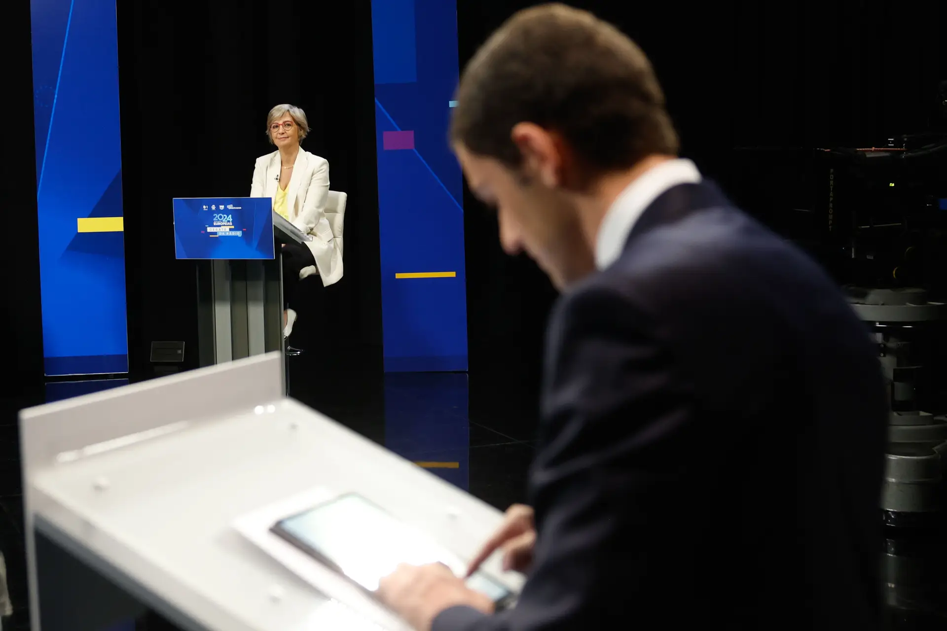 Sebastião Bugalho e Marta Temido no debate das rádios