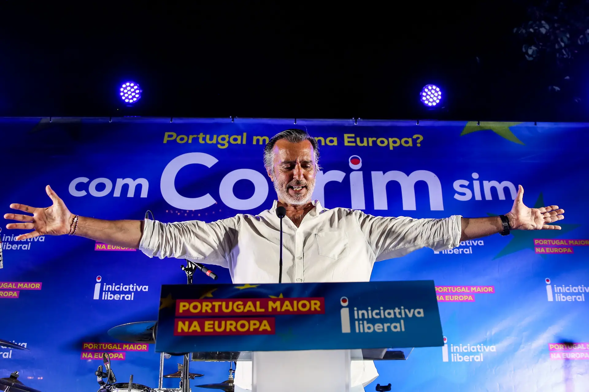 Europeias 2024 - João Cotrim de Figueiredo, cabeça de lista da Iniciativa Liberal, no arraial liberal em Lisboa.