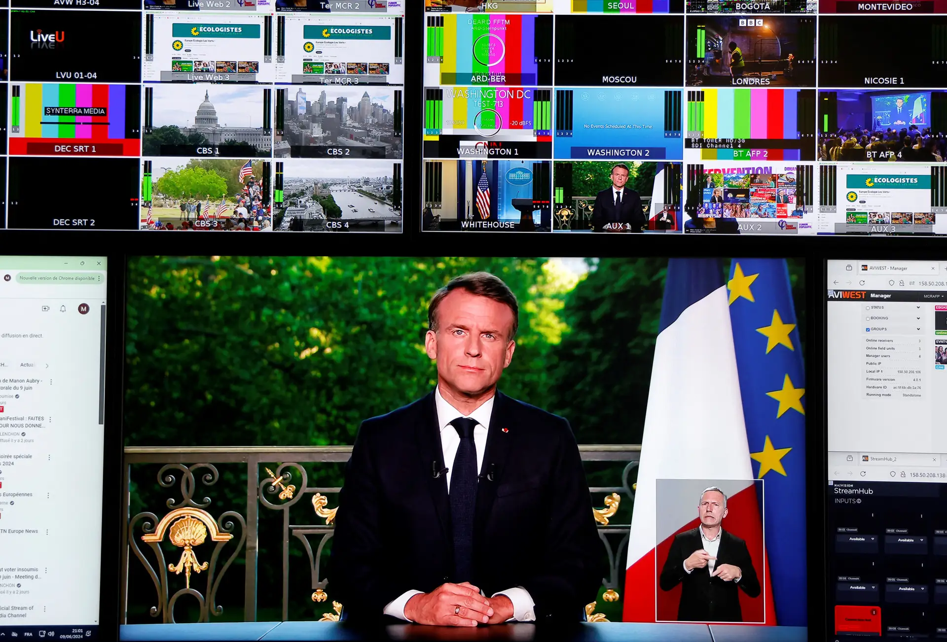O Presidente Emmanuel Macron anunciou pela televisão a decisão de dissolver o Parlamento 