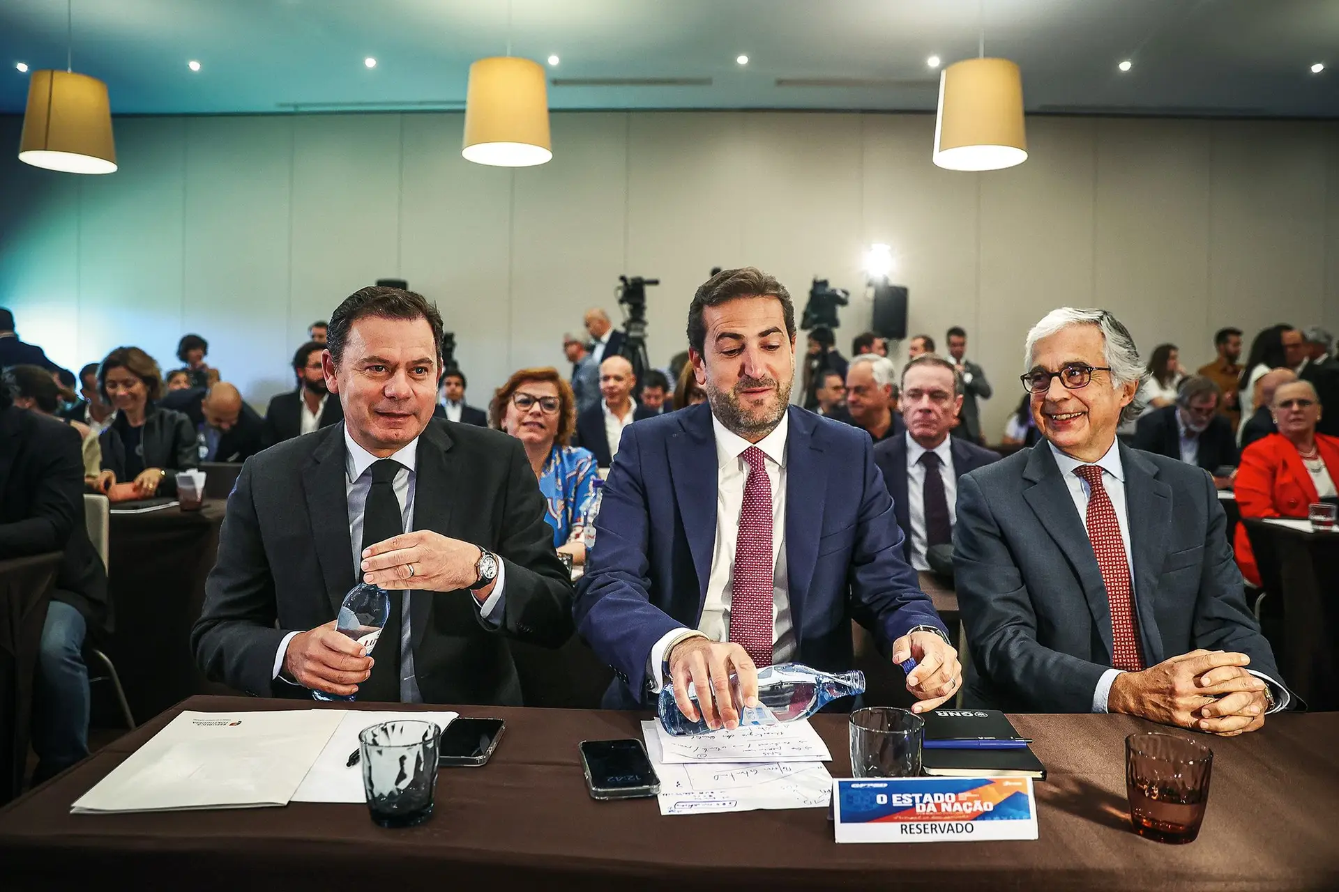 Luís Montenegro, Hugo Soares e Aguiar-Branco nas Jornadas Parlamentares do PSD