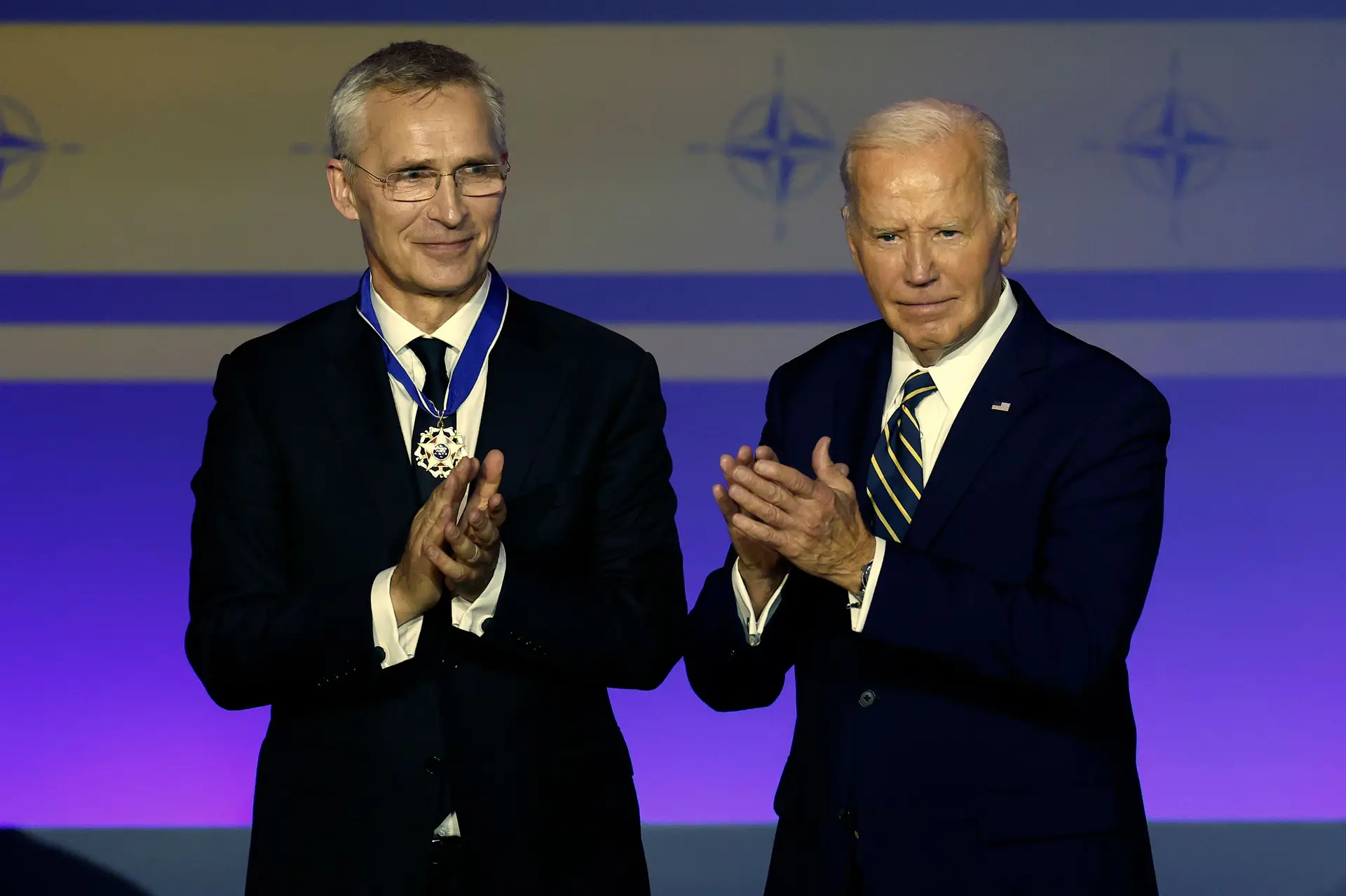Jens Stoltenberg e Joe Biden, na cimeira da NATO
