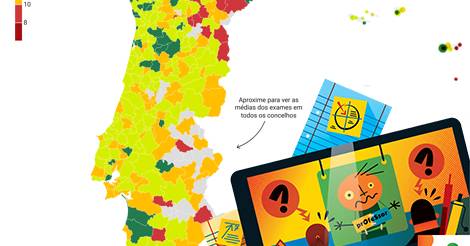 Mapa das médias nos exames: em que concelhos estão os melhores e os piores resultados?