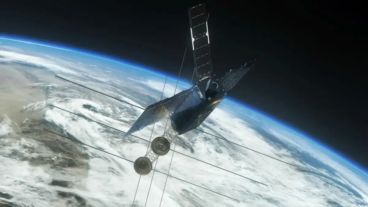 Ilustração que pretende representar um dos satélites da constelação Aton a orbitar a 500 quilómetros da Terra   