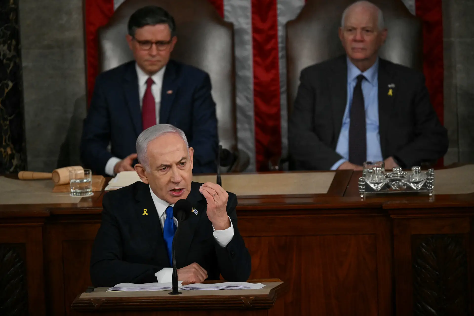 Primeiro-ministro israelita durante o discurso no Congresso norte-americano