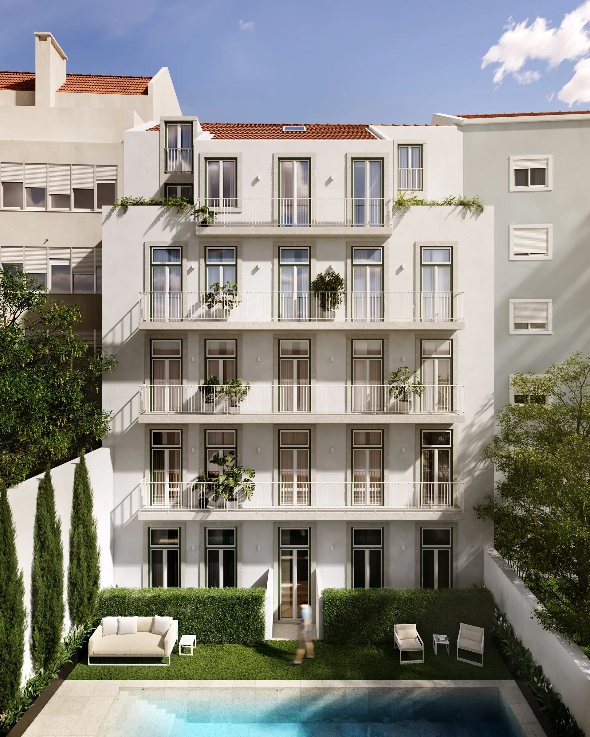 Após reabilitação de edifício do século XVIII, o 141 Gomes terá 15 apartamentos e piscina.