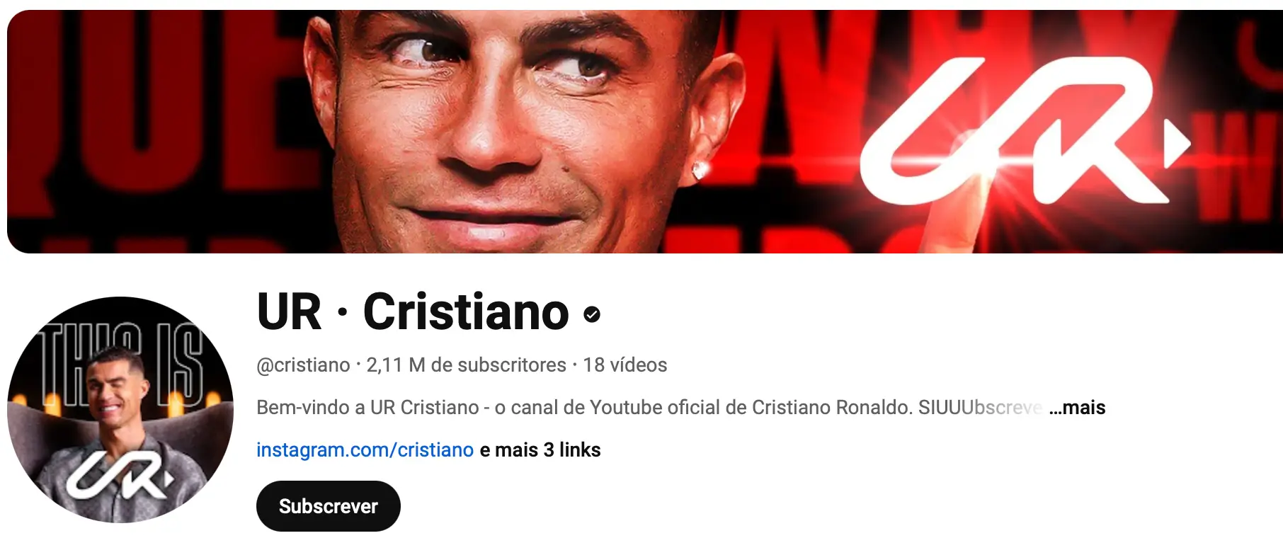 Cristiano Ronaldo lançou "UR", o seu canal de YouTube, já com milhões de subscritores em poucas horas