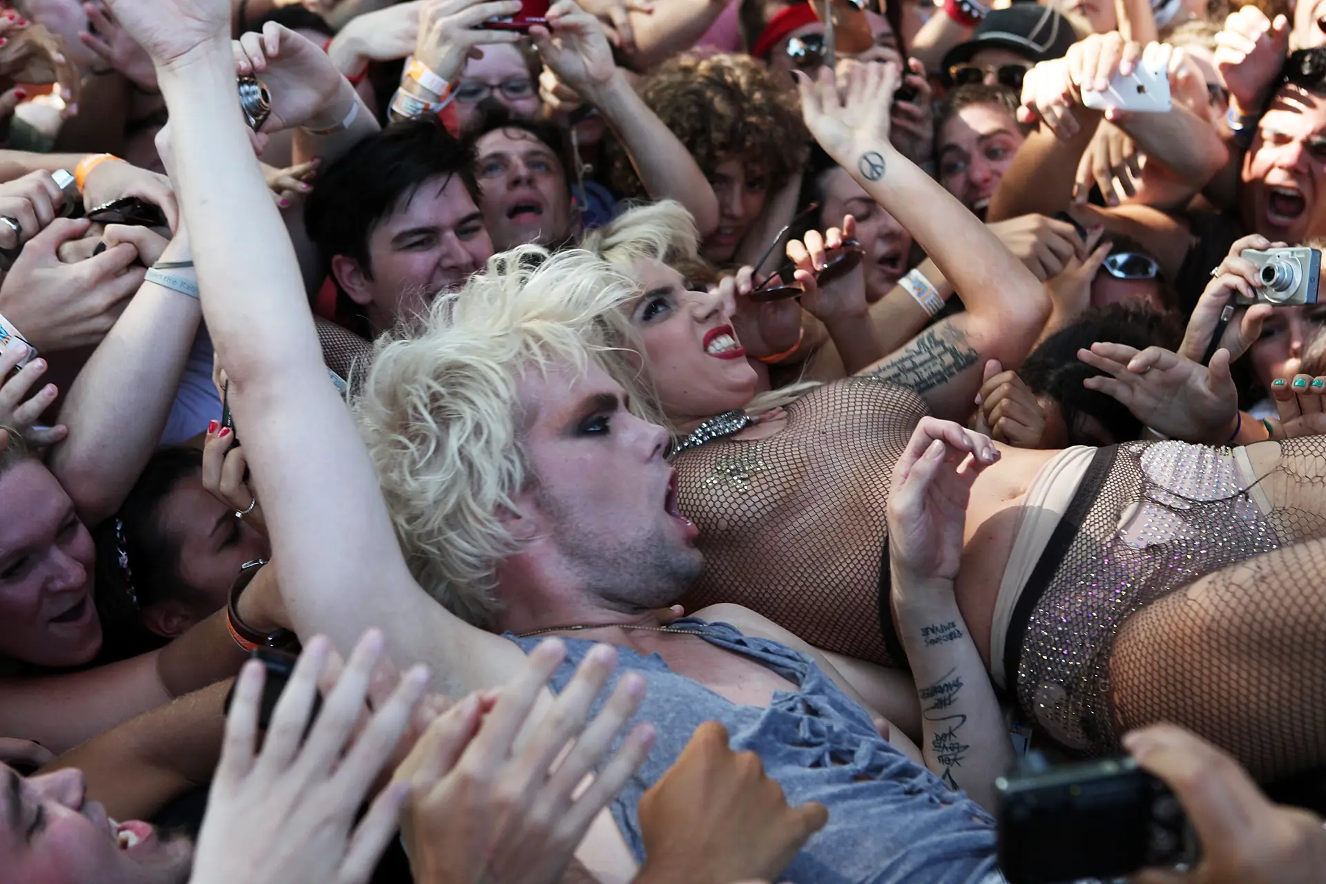 Lady Gaga no festival Lollapalooza, em Chicago (EUA), 2010