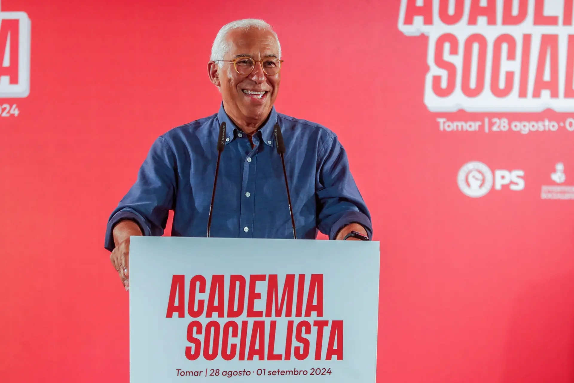 António Costa discursa no jantar da Academia Socialista, uma iniciativa de debate dirigida a jovens organizada pelo PS, em Tomar