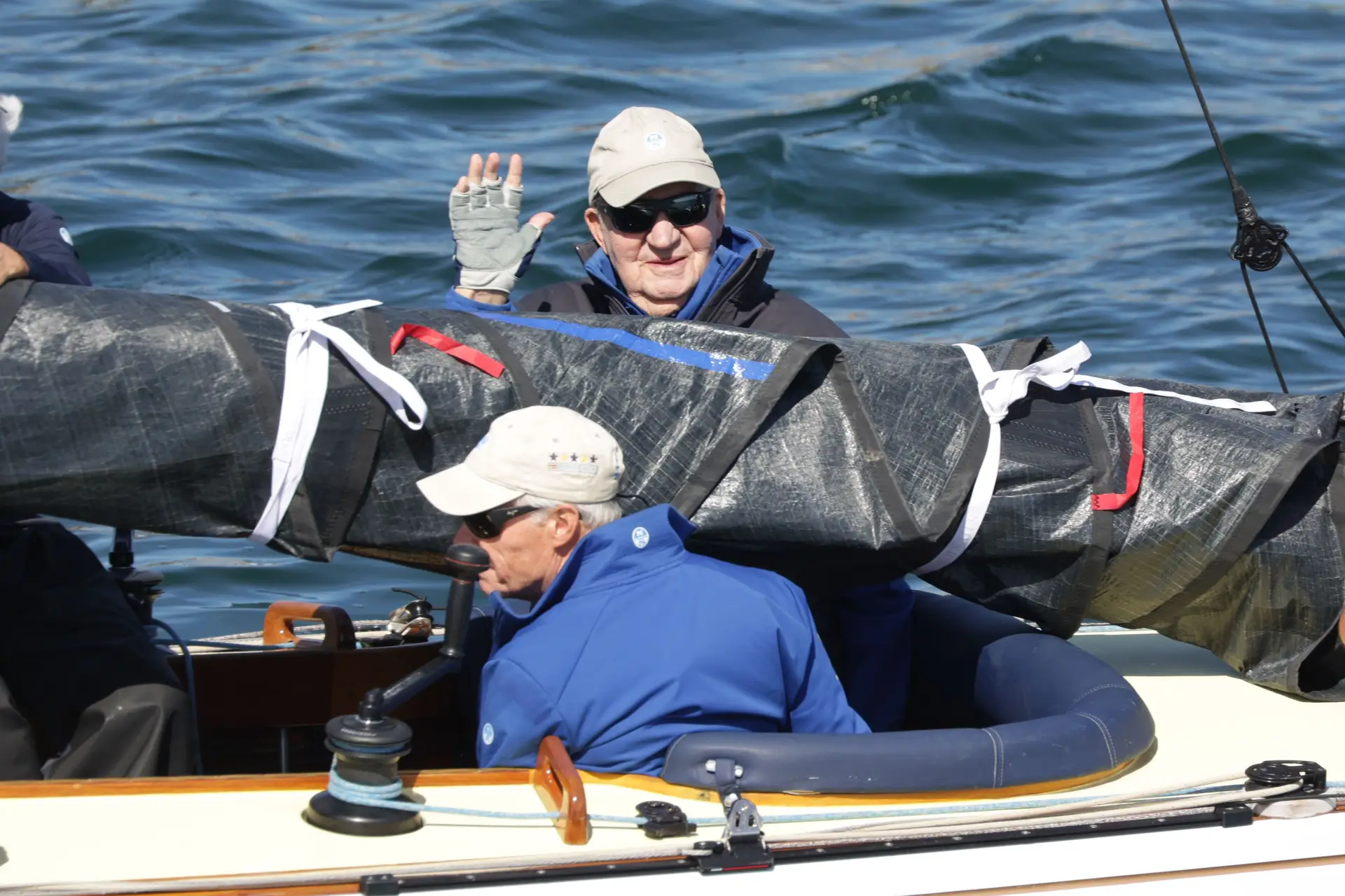 O antigo rei durante uma regata na localidade galega de Sanxenxo