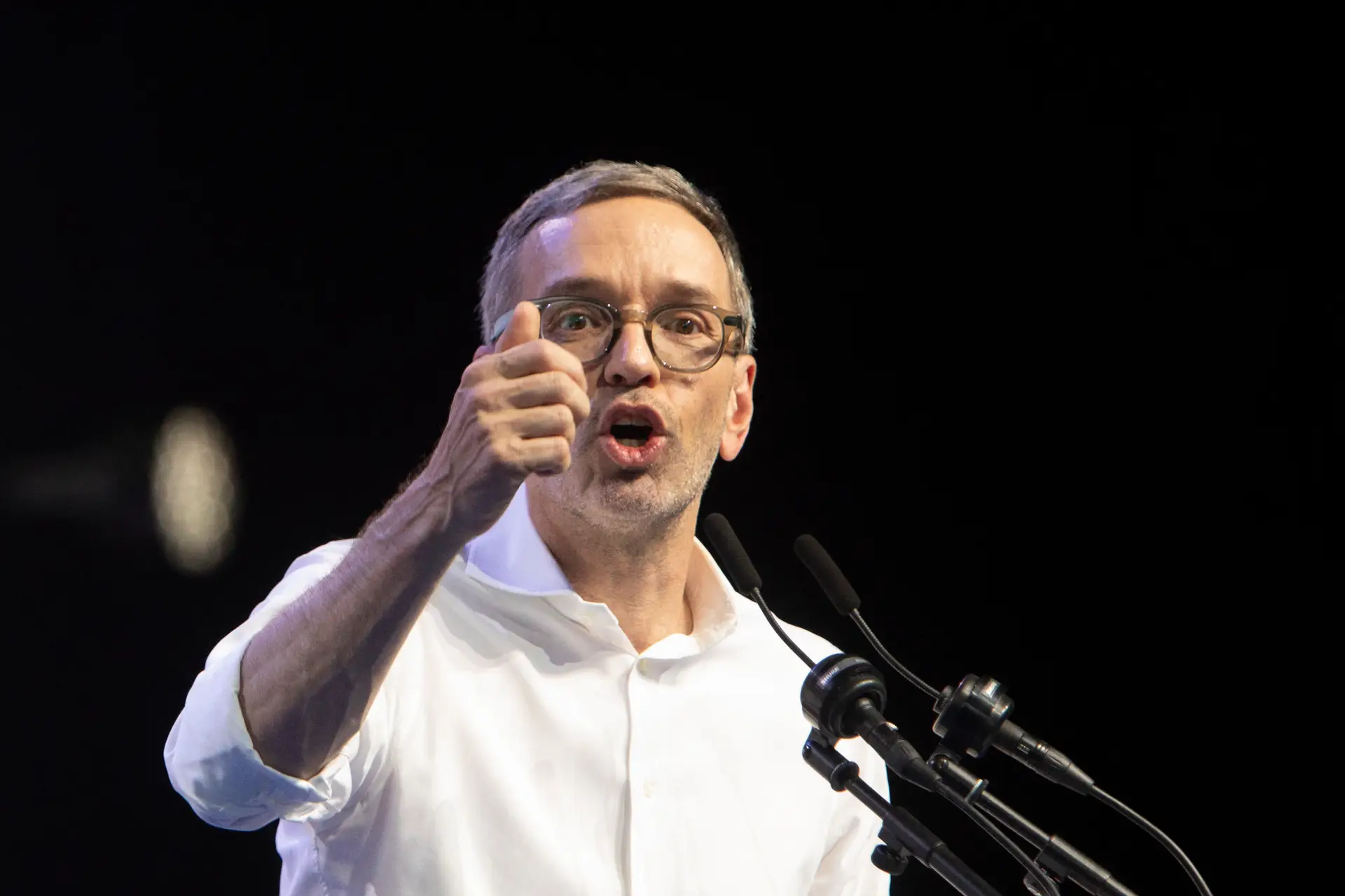 Herbert Kickl, líder do Partido da Liberdade da Áustria (FPÖ), de extrema-direita
