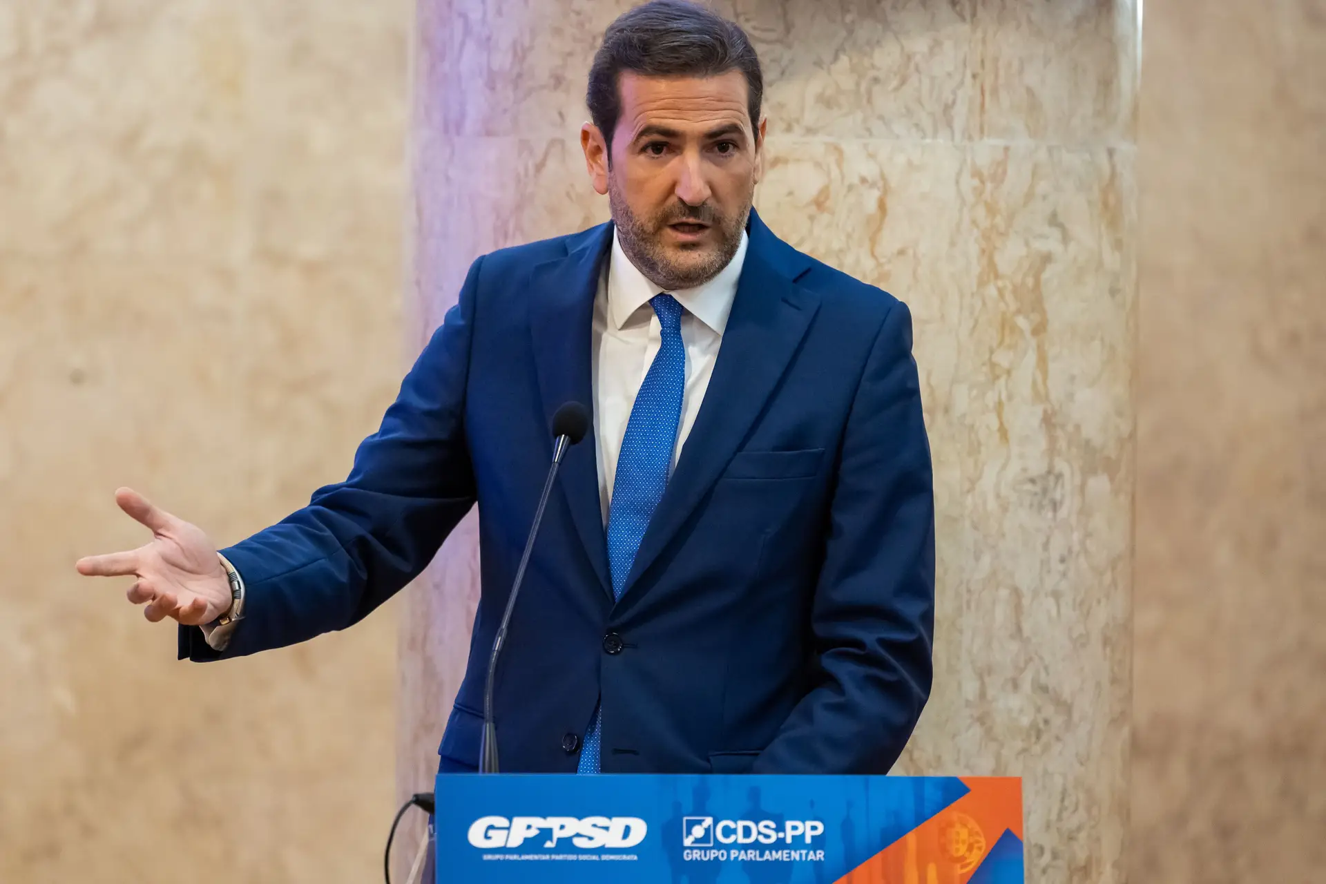 Hugo Soares, líder parlamentar do PSD, nas jornadas parlamentares do partido