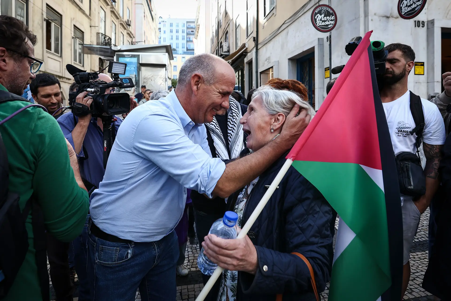 O secretário-geral do PCP, Paulo Raimundo, na manifestação "Palestina Livre! Paz no Médio Oriente"